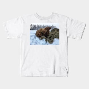 Scottish Highland Cattle Cow and Calf 1892 Kids T-Shirt